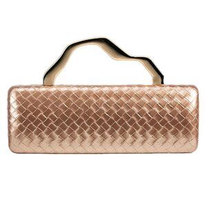 7070 PU Leather Wedding Evening Bag Formal Clutch Purse Top Handle Woven
